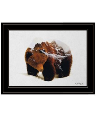 Bear in the Mountains by andreas Lie, Ready to hang Framed Print, Black Frame, 19