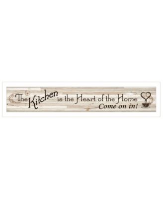 Kitchen Is The Heart of The Home by Millwork Engineering, Ready to hang Framed Print, White Frame, 32" x 7"