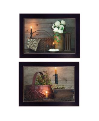 White / Red baskets 2-Piece Vignette by Susie Boyer, Black Frame, 19" x 14"