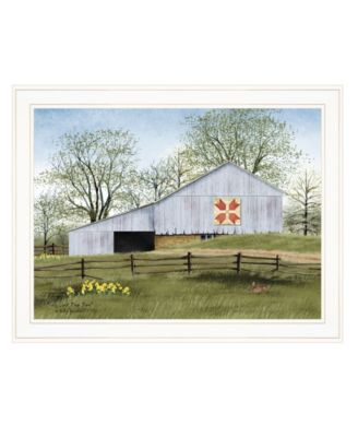 Tulip Quilt Block Barn by Billy Jacobs, Ready to hang Framed Print, White Frame, 27" x 21"