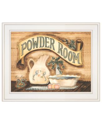 Powder Room by Becca Barton, Ready to hang Framed Print, White Frame, 13" x 11"