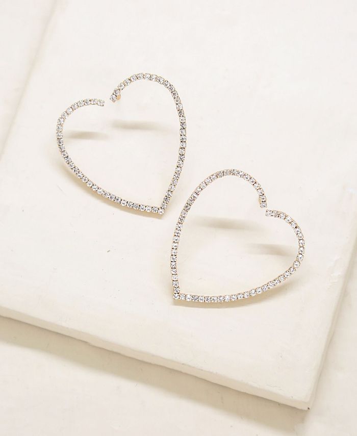 ETTIKA Open Your Heart Crystal Hoop Earrings - Macy's