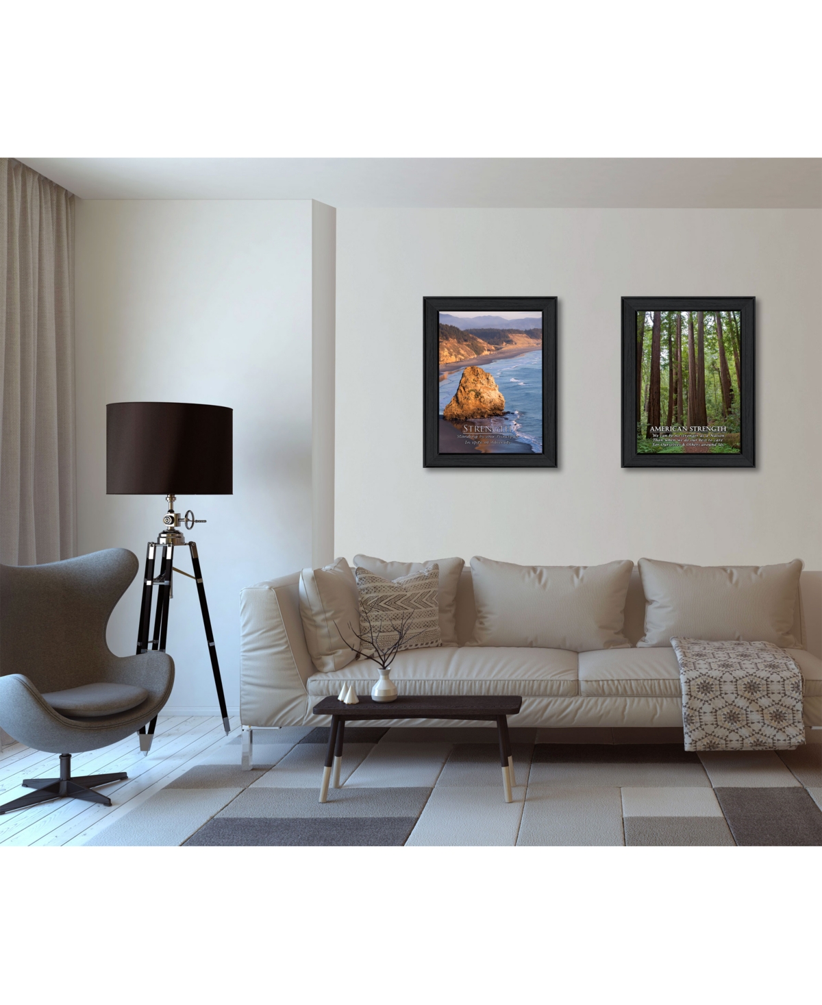 Trendy Decor 4U Strength Collection By Trendy Decor4U, Printed Wall Art, Ready to hang, Black Frame,