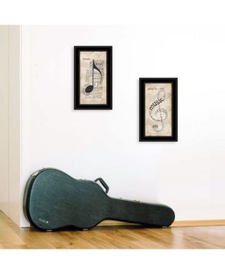 Music Collection 2-Piece Vignette By Marla Rae, Black Frame, 11" x 21"