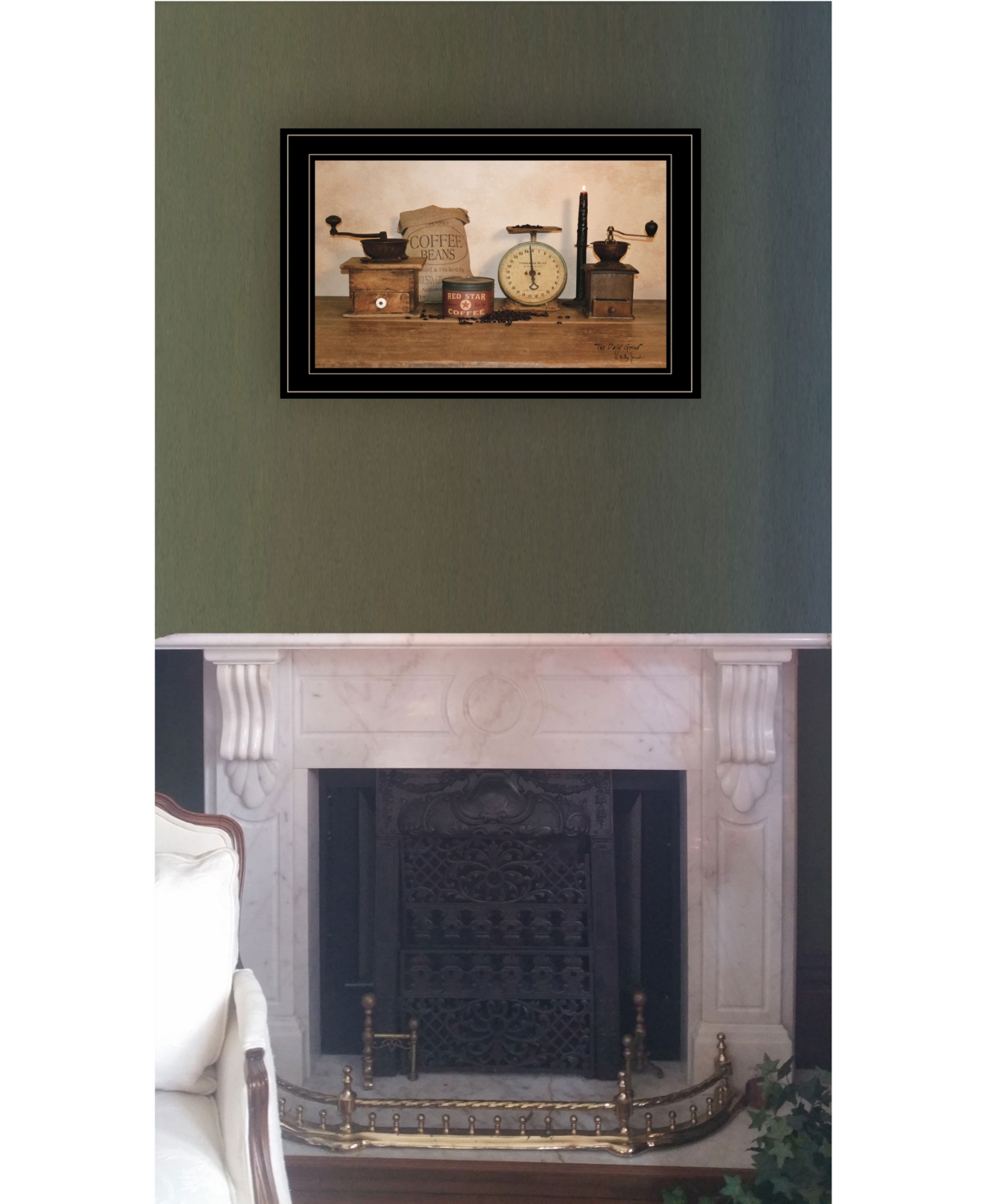 Trendy Decor 4U The Daily Grind by Billy Jacobs, Ready to hang Framed Print, Black Frame,
