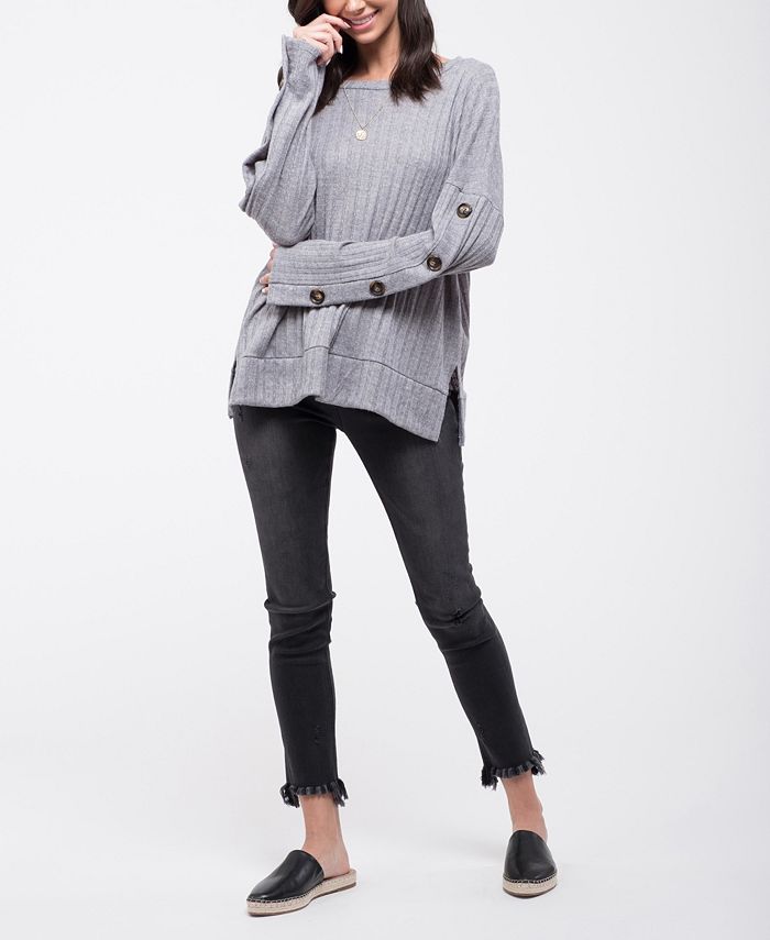 Blu Pepper Button Sleeve Knit Top Macy's