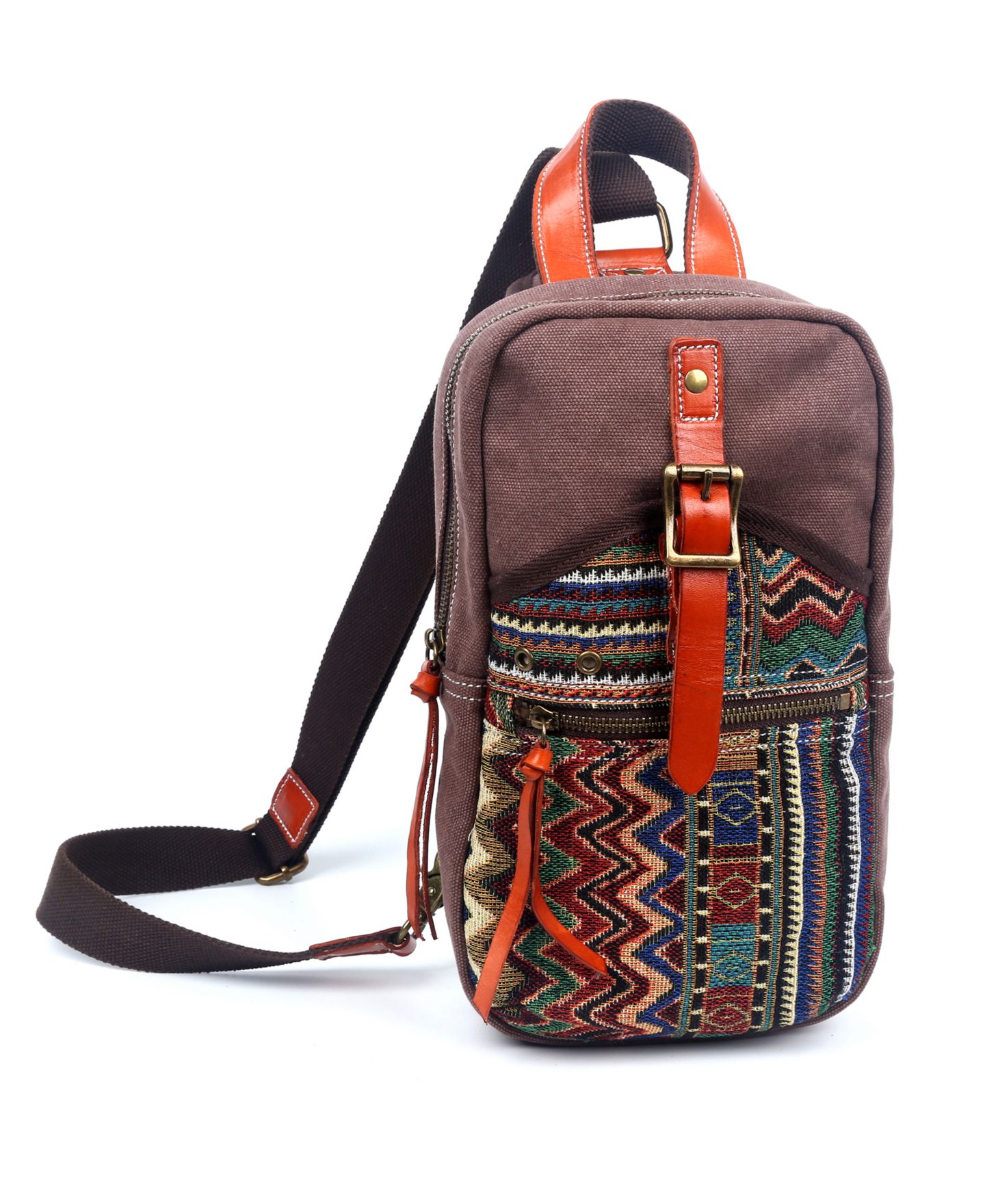 Женская сумка TSD BRAND Four Season Canvas Sling, цвет: Кофейный — фото 2
