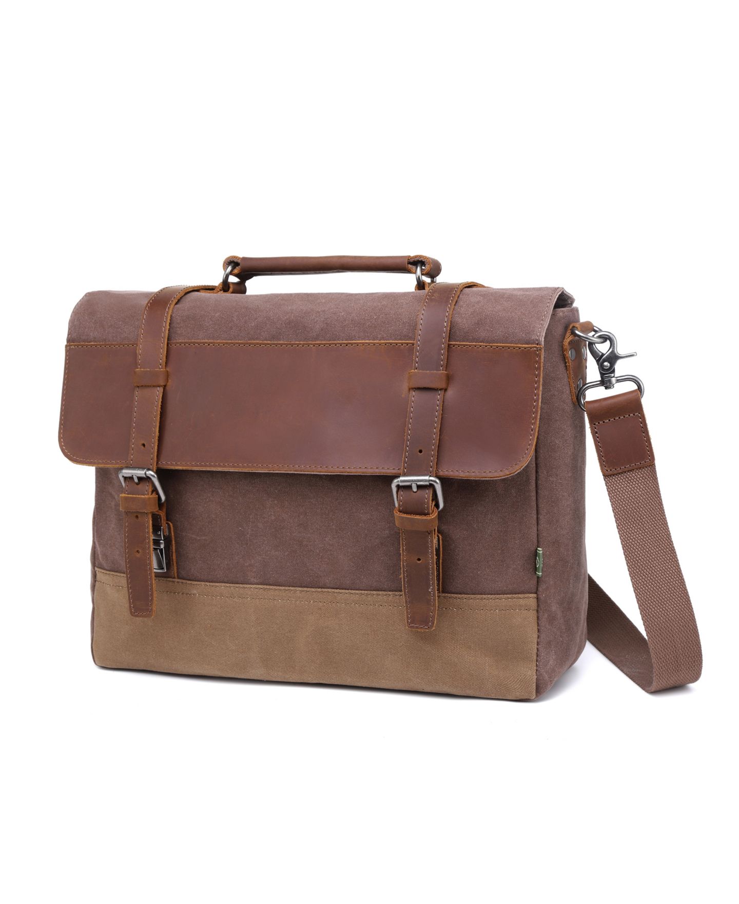 Женская сумка TSD BRAND Stone Creek Waxed Canvas Briefcase, цвет: Коричневый — фото 2