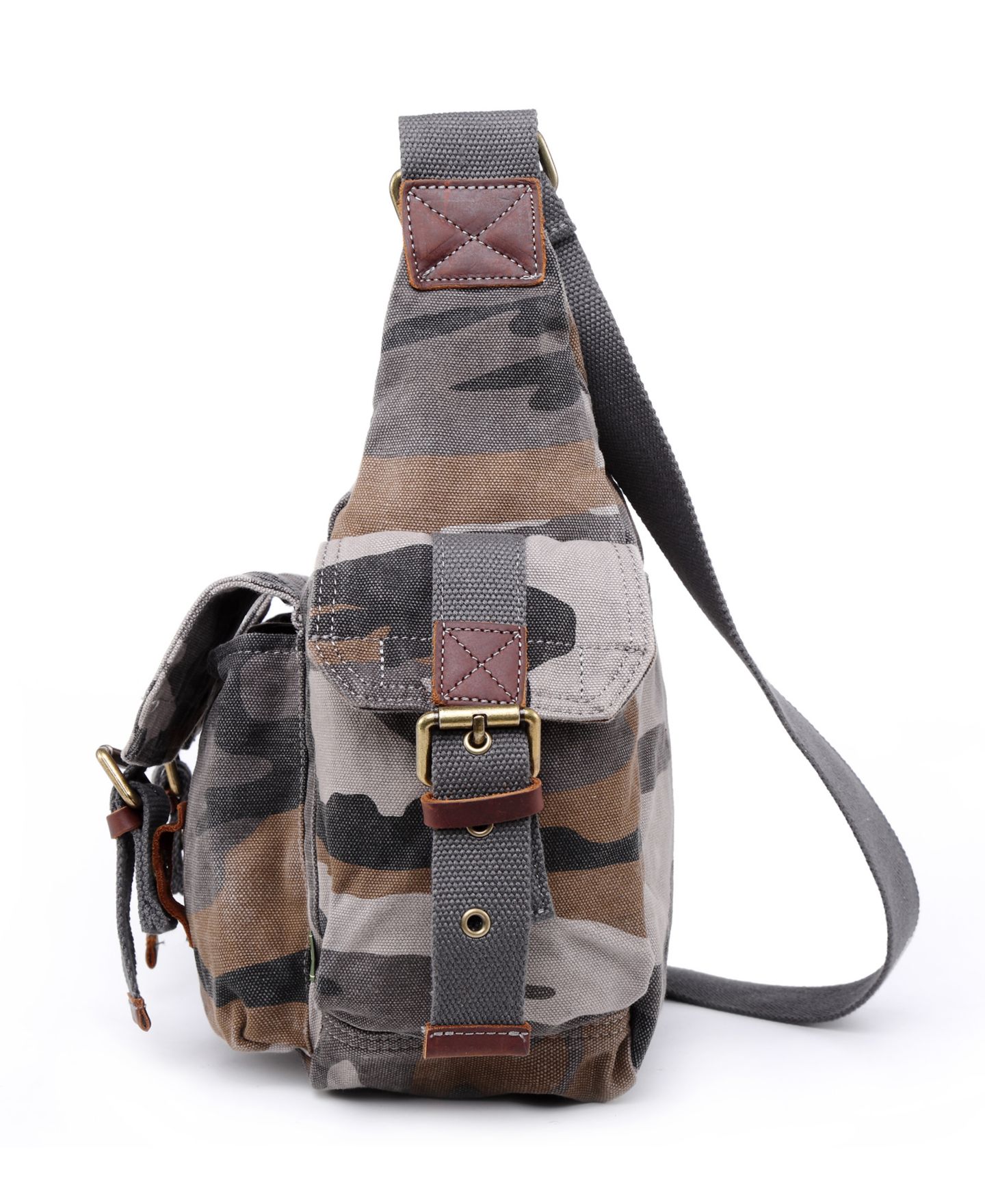Женская сумка TSD BRAND Camo Canvas Messenger, цвет: Серый — фото 3