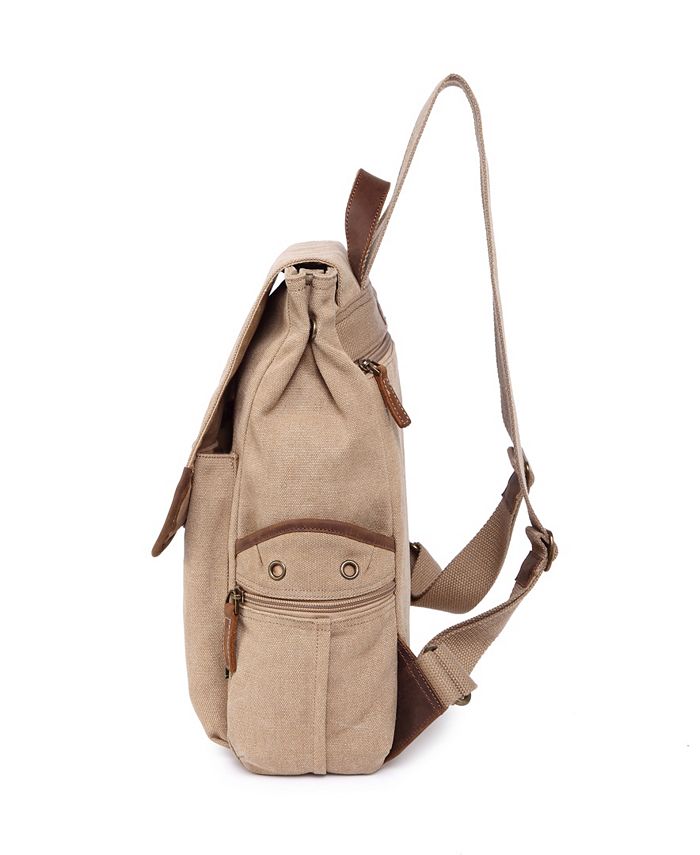 TSD Atona Canvas Backpack - Eco-Friendly Cotton Canvas With Leather Trim, Multi-Pocket Daypack