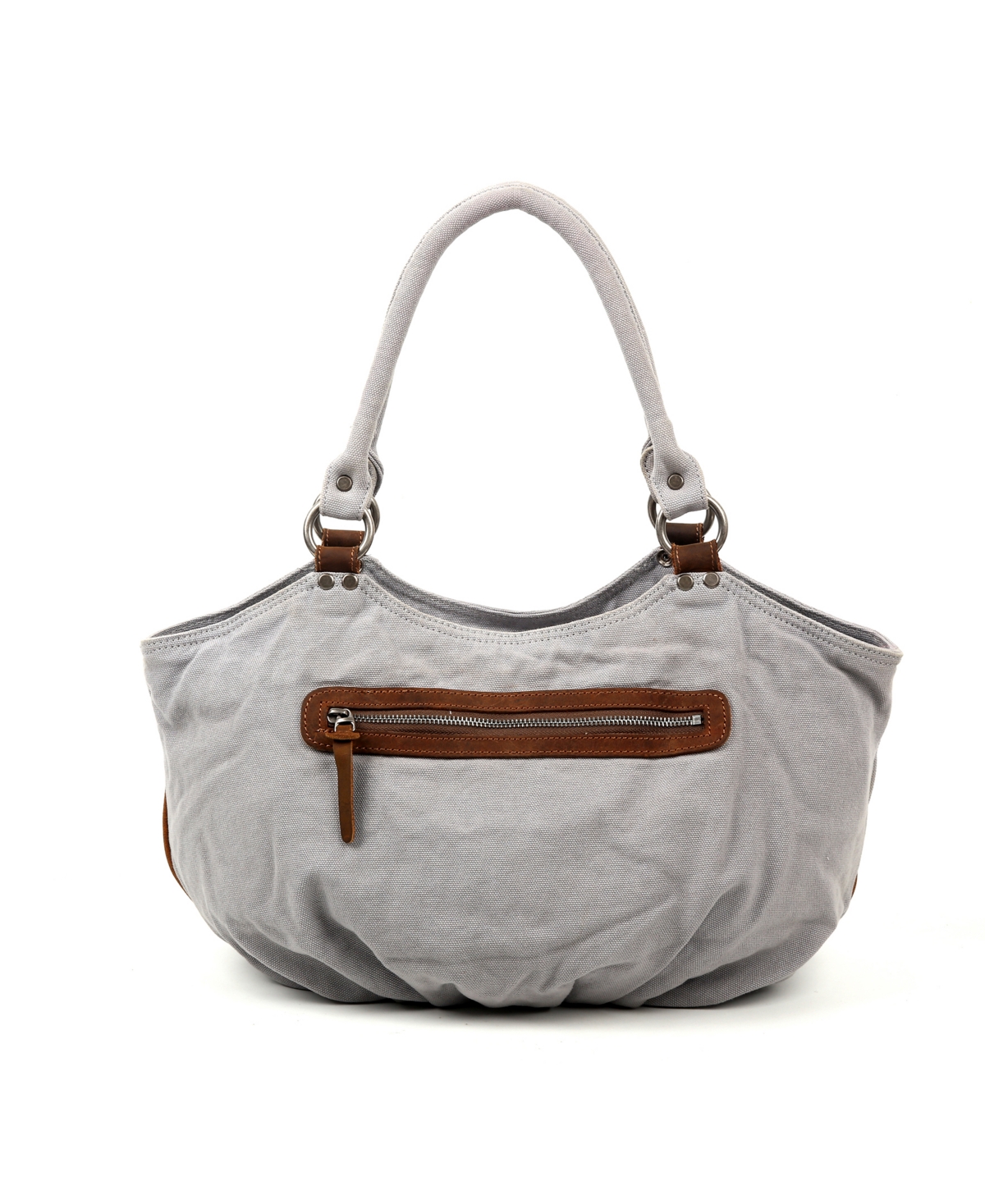 Tsd Brand Bold Lotus Canvas Hobo Bag In Gray