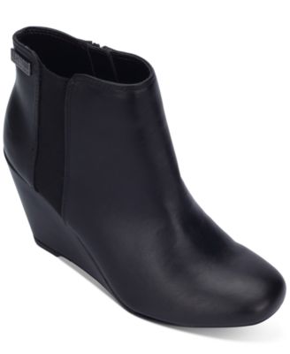 leather wedge bootie