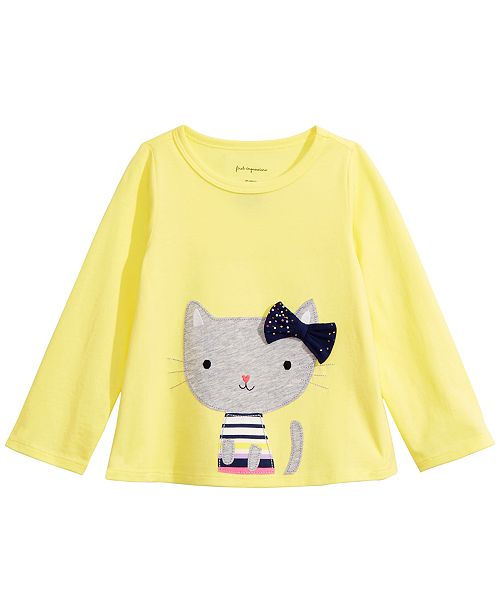First Impressions Toddler Girls Long Sleeve Striped Cat T Shirt
