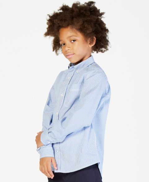Детская рубашка Tommy Hilfiger Big Boys Tommy Striped Button-Down, цвет: Синий полосатый