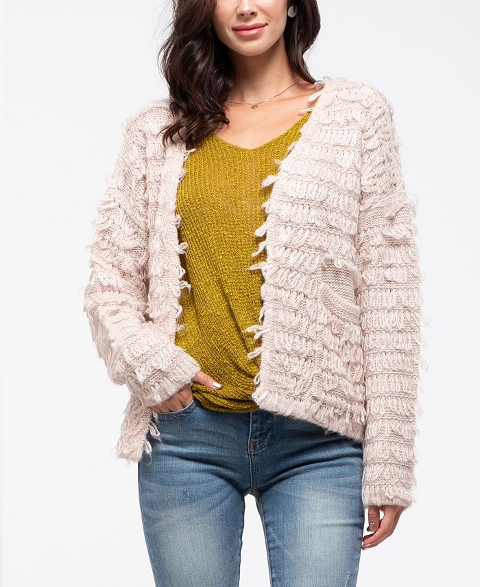 Womens shaggy knit cardigan shop