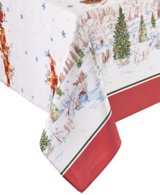 Santa's Snowy Sleighride Tablecloth - 60" x 120"