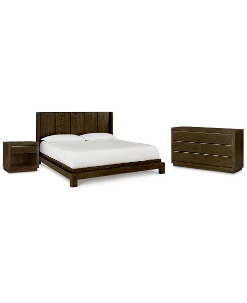 Austin Bedroom Furniture 3 Pc Set Queen Bed Nightstand Dresser