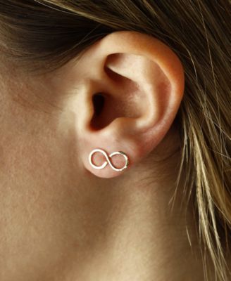 Hammered Infinity Stud Earrings Set in 14k Gold