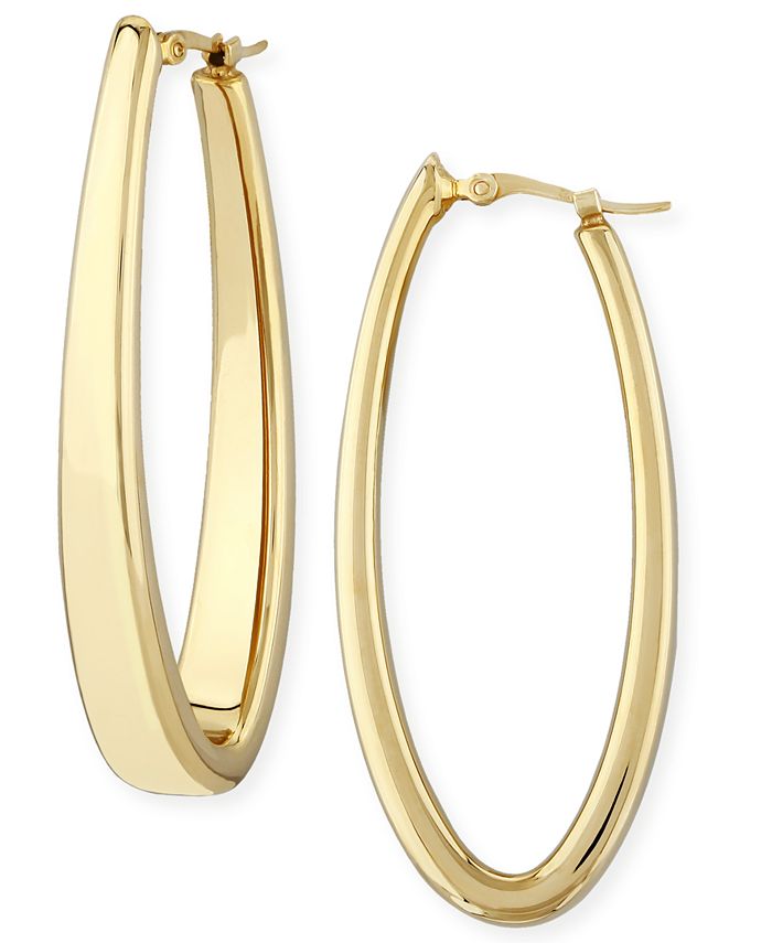 Macy's - Oval Oblong Hoop Earrings Set in 14k Gold