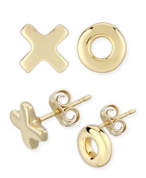 image of X & O Stud Earrings Set in 14k Yellow Gold (8mm)