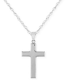 Flat Cross Necklace Set in 14k White Or Yellow Gold