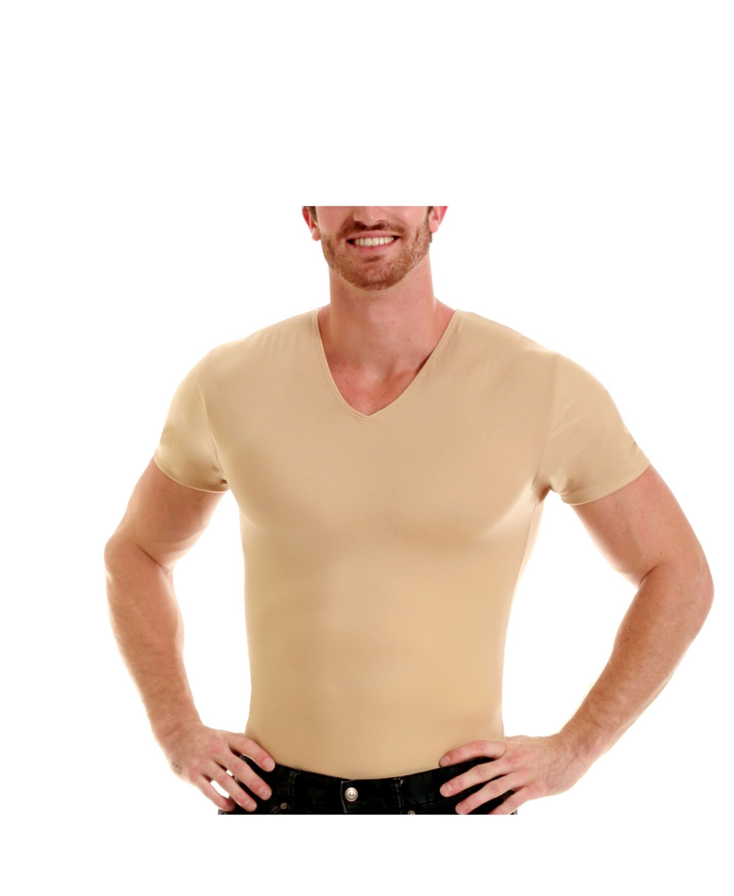 Мужская футболка Instaslim Insta Slim Compression Short Sleeve V-Neck, цвет: Чёрный — фото 9