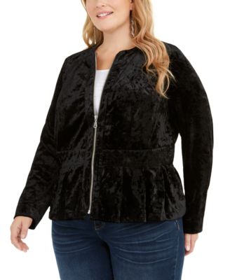 INC International Concepts - Plus Size Velvet Peplum Jacket