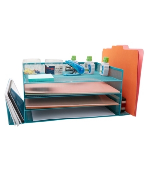 Mind Reader Desk Organizer with Side Storage Compartments Great For Office School Teachers