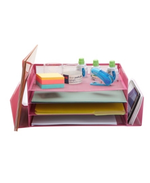 Mind Reader Desk Organizer with Side Storage Compartments Great For Office School Teachers