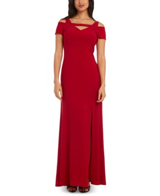R & M Richards Nightway Cold-Shoulder Keyhole Gown - Macy's