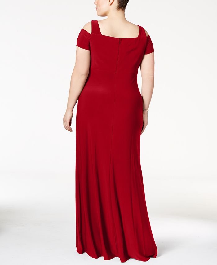 Nightway Plus Size Cold-Shoulder Keyhole Gown & Reviews - Dresses ...