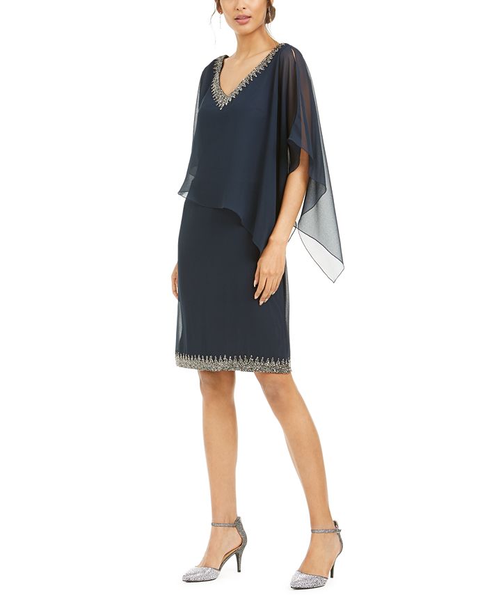 J Kara Embellished Overlay Sheath Dress - Macy's