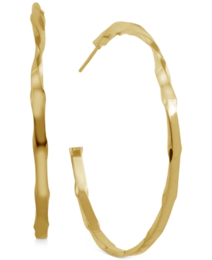 image of Essentials Twisted Skinny Medium Hoop Fine Silver Plate Earrings, 2