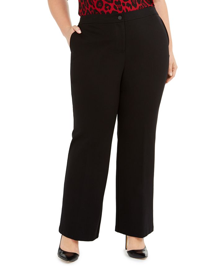 Anne Klein Plus Size Mid-Rise Flat-Front Pants - Macy's