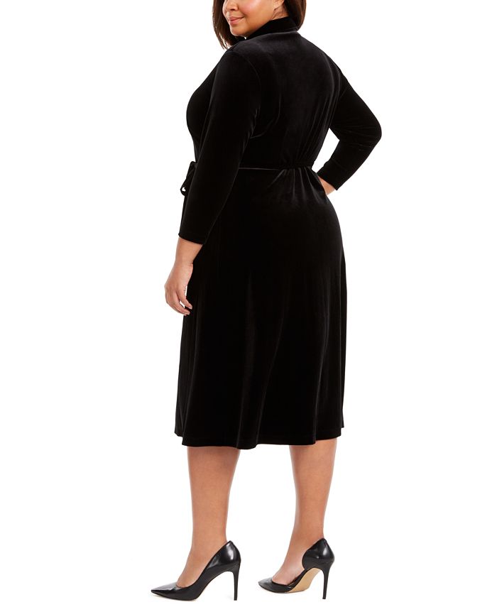 Anne Klein Plus Size Velvet Button-Down A-Line Dress - Macy's