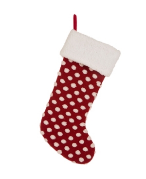 Glitzhome 21" L Pompom Christmas Stocking In Red