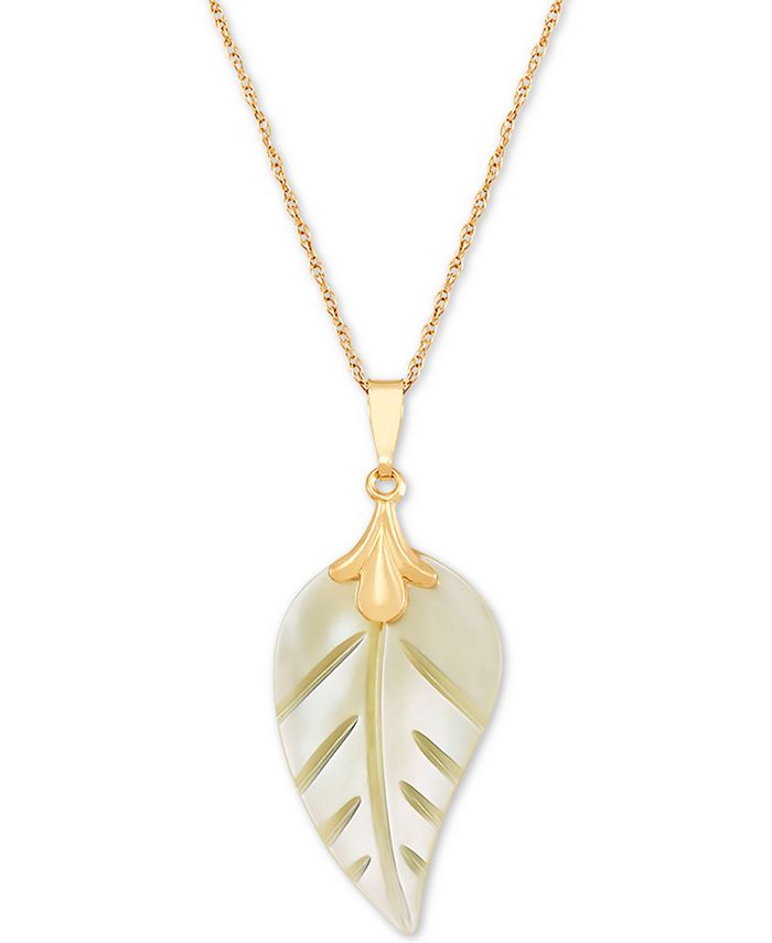 Macy's - Mother-of-Pearl Leaf 18" Pendant Necklace in 10k Gold