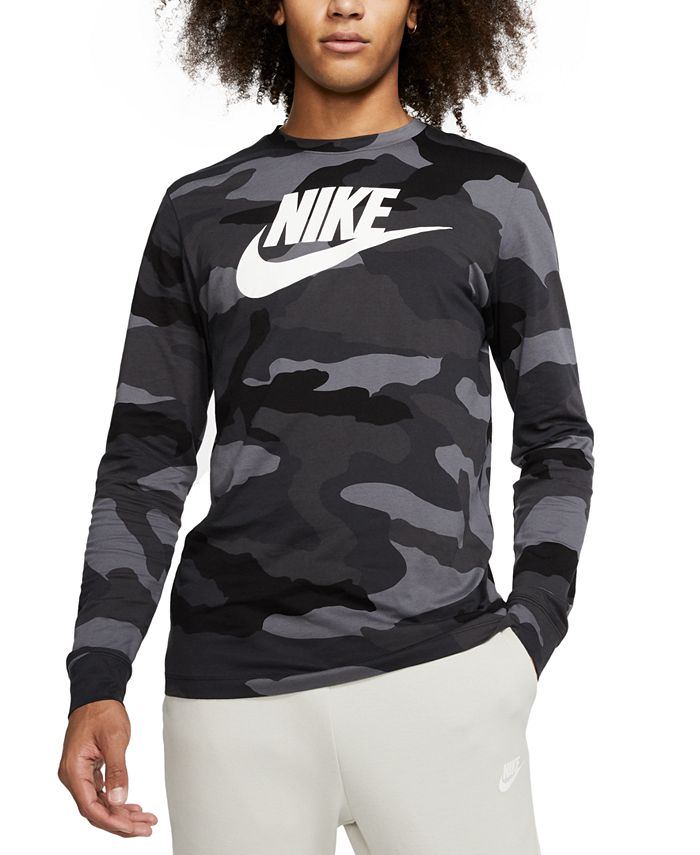 Nike Men's Sportswear Camo-Print Long-Sleeve T-Shirt - Macy's