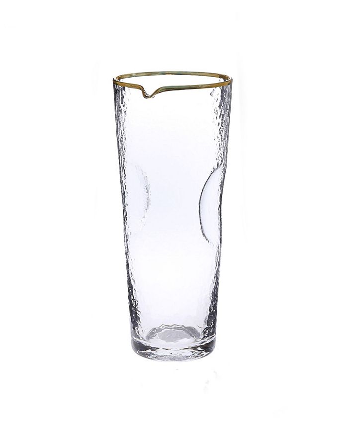 Classic Touch Pebble Glass Water Pitcher with Gold Tone Rim Macy's