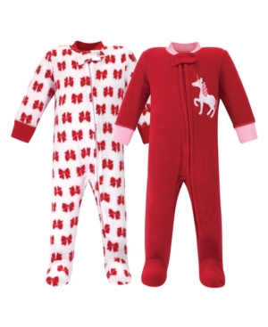 Hudson Baby Girl and Boy Fleece Sleep and Play 2 Pack