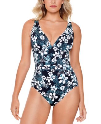 Swim Solutions Sea Confetti Printed Tummy Control One Piece Swimsuit Created for Macy s Macy s