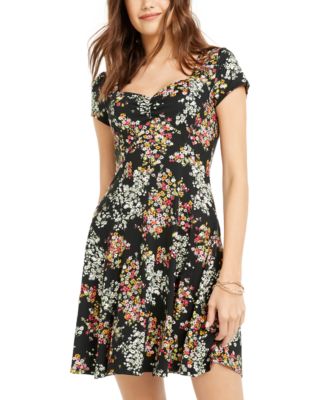 Be Bop - Juniors' Floral-Print Babydoll Dress