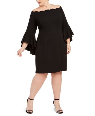 MSK Plus Size Bell-Sleeve Off-The-Shoulder Dress - Macy's