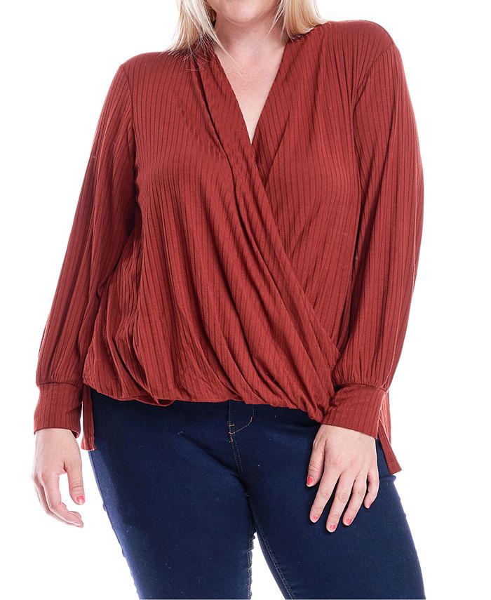 Fever Plus Size Surplice Wrap Front Top And Reviews Tops Plus Sizes 