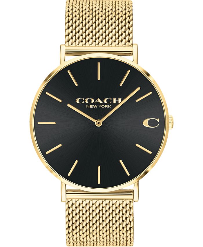 COACH - Men's Charles Gold-Tone Mesh Bracelet Watch 36mm