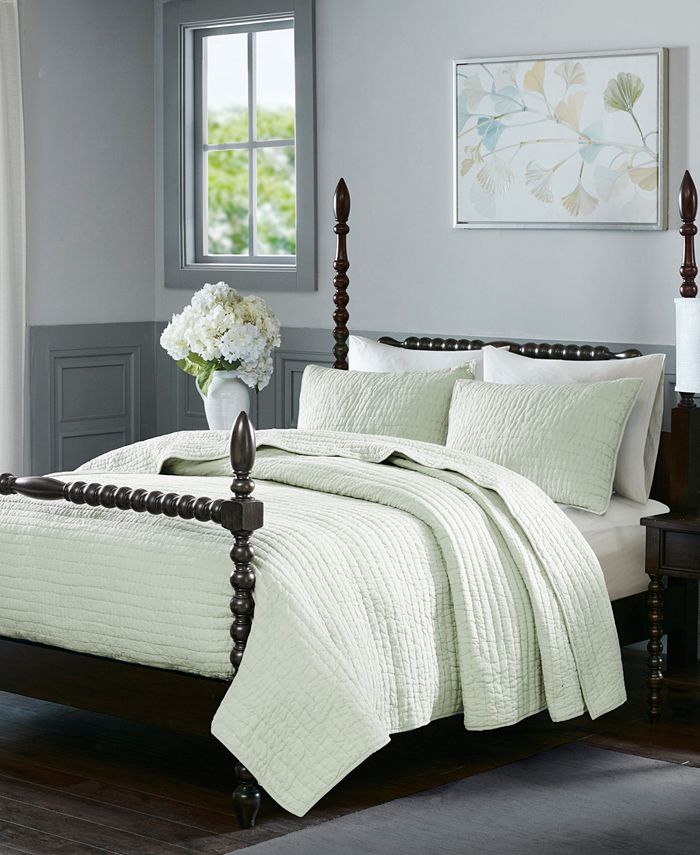 Madison Park Signature Serene King 3 Piece Cotton Quilt Coverlet Set