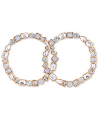 GUESS - Gold-Tone Crystal Front-Facing Hoop Earrings