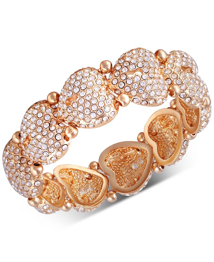 GUESS GoldTone Crystal Heart Stretch Bracelet Macy's