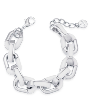 Alfani Silver-tone & White Acrylic Large Link Bracelet, Created For Macy's In Silver/white