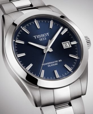 Men's Swiss Automatic T-Classic Gentleman Powermatic 80 Silicium Stainless Steel Bracelet Watch 40mm